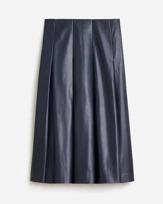 J.Crew Blue Pleated Faux-Leather Skirt