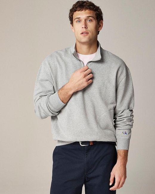 J.Crew Gray Relaxed-Fit Lightweight French Terry Quarter-Zip Sweatshirt for men