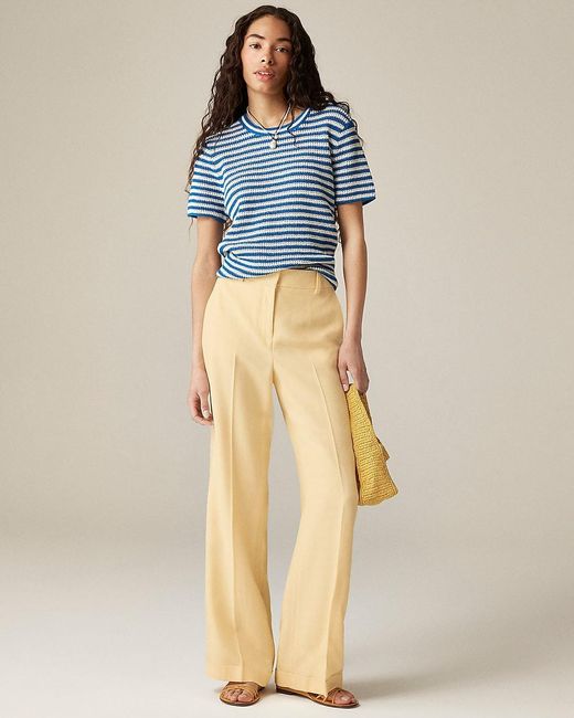 J.Crew Blue Cuffed Wide-Leg Trouser