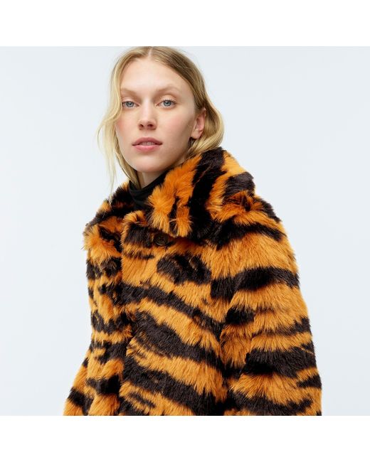 J crew leopard store print faux fur coat