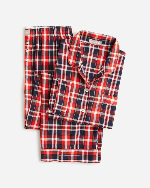 J.Crew Red Flannel Long-Sleeve Cropped Pajama Pant Set