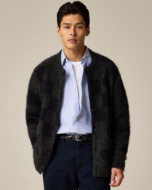 J.Crew Oversized Alpaca Blend Jacquard Cardigan in Black for Men Lyst