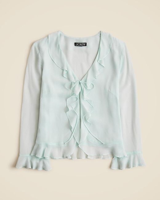 J.Crew Natural Ruffle Tie-Front Top