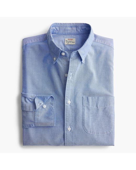 J.Crew Blue Slim Untucked American Pima Cotton Oxford Shirt With Mechanical Stretch for men