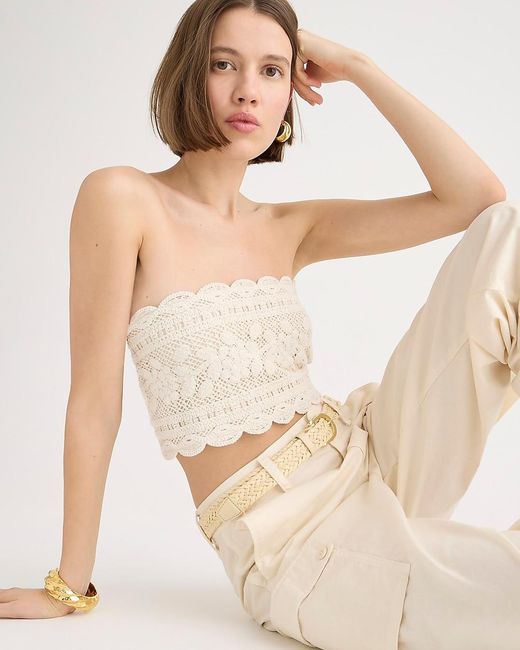 J.Crew Natural Cropped Crochet Tube Top