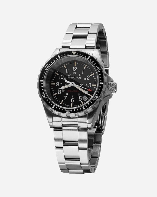 J.Crew Black Marathon Watch Company Large Diver'S Quartz With Stainless Steel Bracelet for men