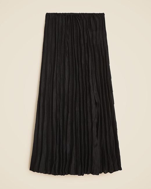J.Crew Black Pleated Drawstring Maxi Skirt