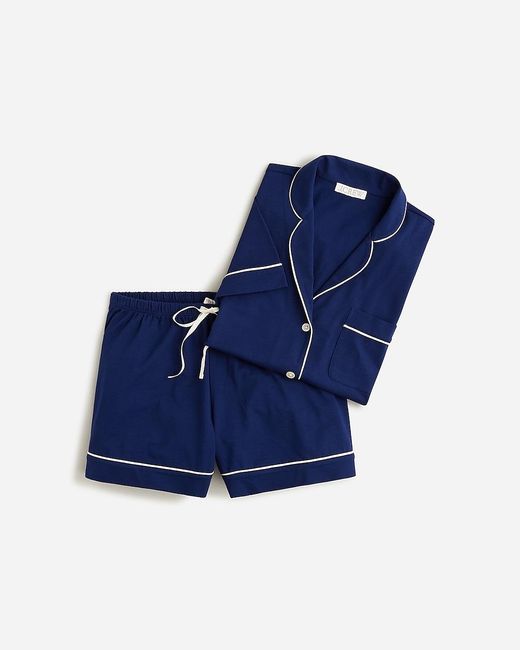J.Crew Blue Short-Sleeve Pajama Short Set