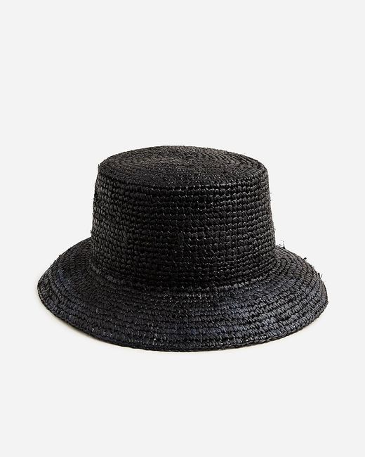 J.Crew Black Raffia Bucket Hat