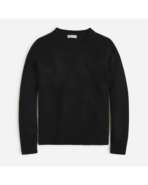 J.Crew Black Relaxed Cotton-linen Blend Beach Sweater