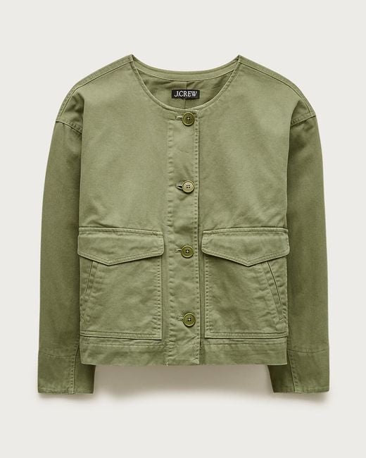J.Crew Green Collarless Utility Jacket