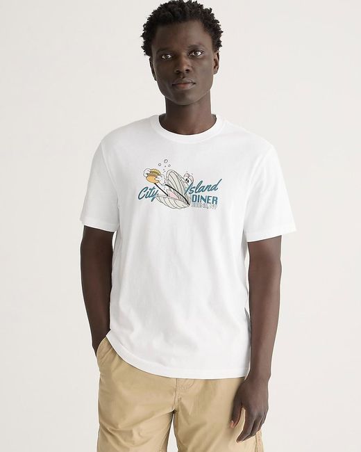 J.Crew White Vintage-Wash Cotton City Island Graphic T-Shirt for men