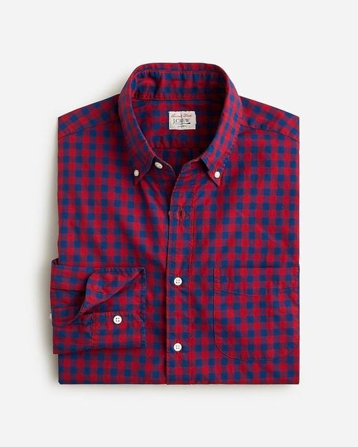 J.Crew Red Secret Wash Cotton Poplin Shirt for men