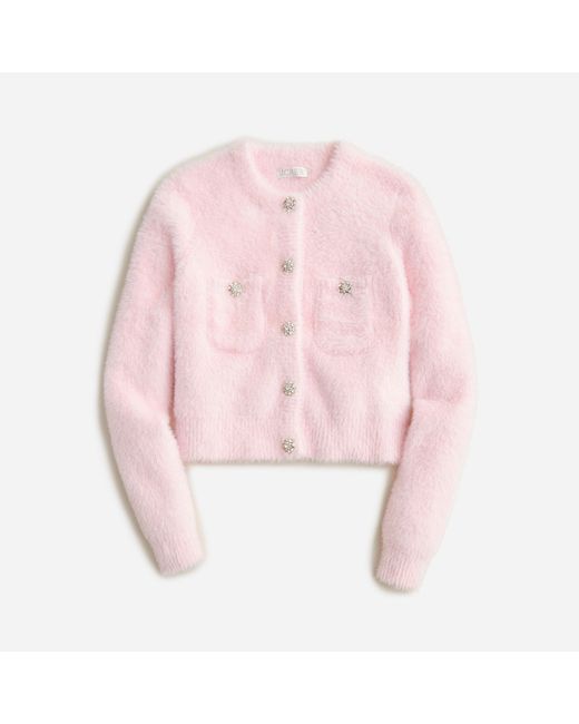 J.Crew Pink Sweater Lady Jacket In Brushed Yarn
