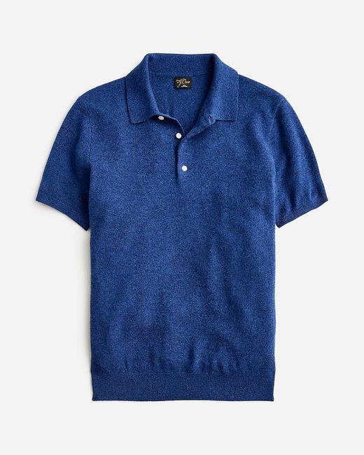 J.Crew Blue Cashmere Short-Sleeve Sweater-Polo for men