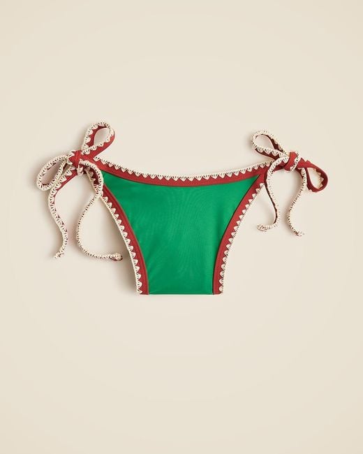 J.Crew Green Crochet-Trim String Bikini Bottom
