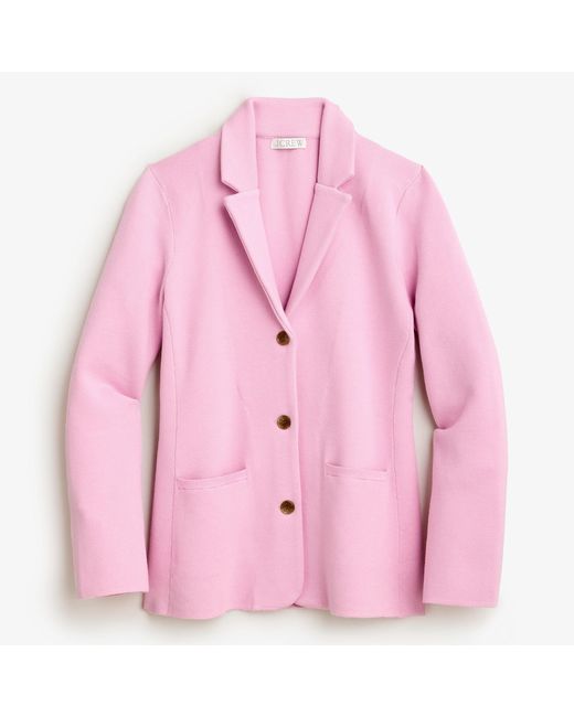 J.Crew Pink Contrast-trim Waisted Sweater-blazer