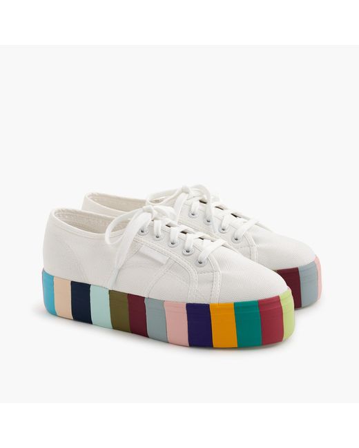 Superga White ® 2790 Platform Sneakers With Rainbow Sole