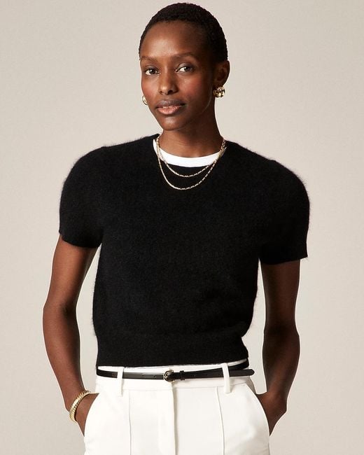J.Crew Black Brushed Cashmere Relaxed T-Shirt