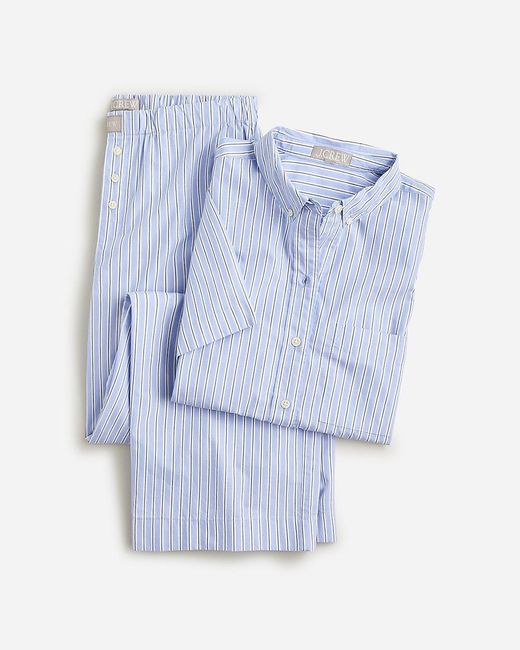 J.Crew Blue Cropped Short-Sleeve Pajama Pant Set