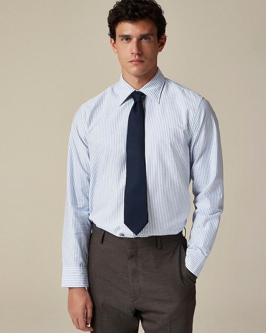 Men's Blue Slim Portuguese Cotton Oxford Dress Shirt