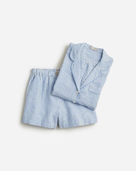 J.Crew Blue Long-Sleeve Pajama Short Set