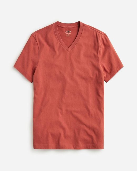 J.Crew Red Tall Sueded Cotton V-Neck T-Shirt for men