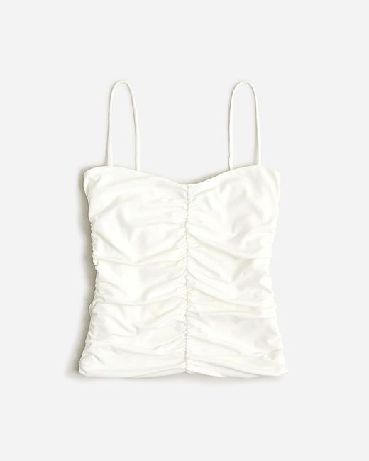 J.Crew White Ruched Sweetheart Tank Top