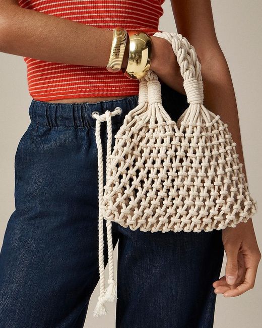 J.Crew Natural Small Cadiz Hand-Knotted Rope Tote