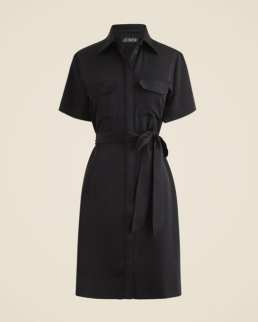 J.Crew Black Mini Satin Shirtdress