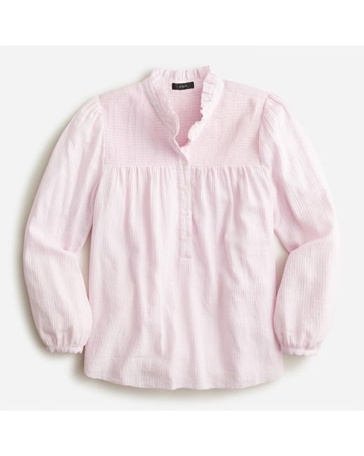 J.Crew Cotton Longsleeve Soft Gauze Garden Top in Pink Lyst