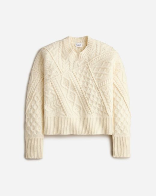 J.Crew Natural Limited-Edition Anna October X Patchwork Cable-Knit Crewneck Sweater