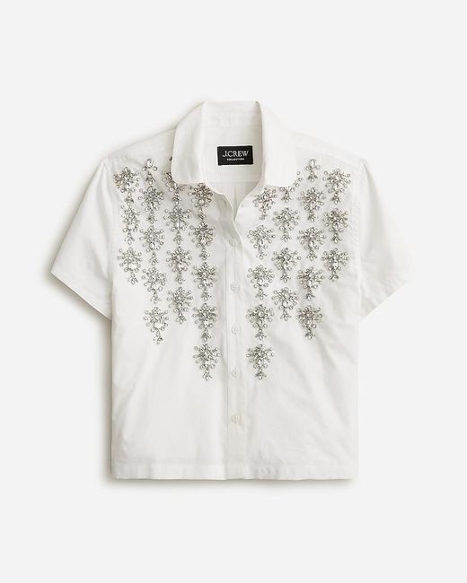 J.Crew Brown Collection Cropped Button-Up Shirt With Embellishments