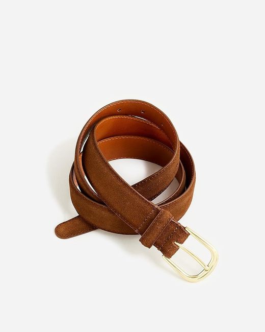 J.Crew Brown Italian Suede And Leather Round-Buckle Dress Belt for men