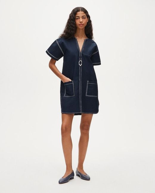 J.Crew Blue Tall Patch-Pocket Pullover Dress