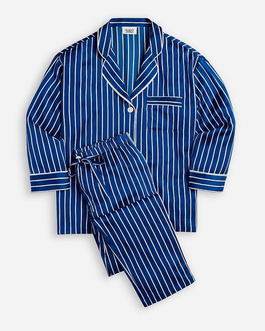 J.Crew Blue Sleepy Jones Washable-Silk Marina Pajama Set