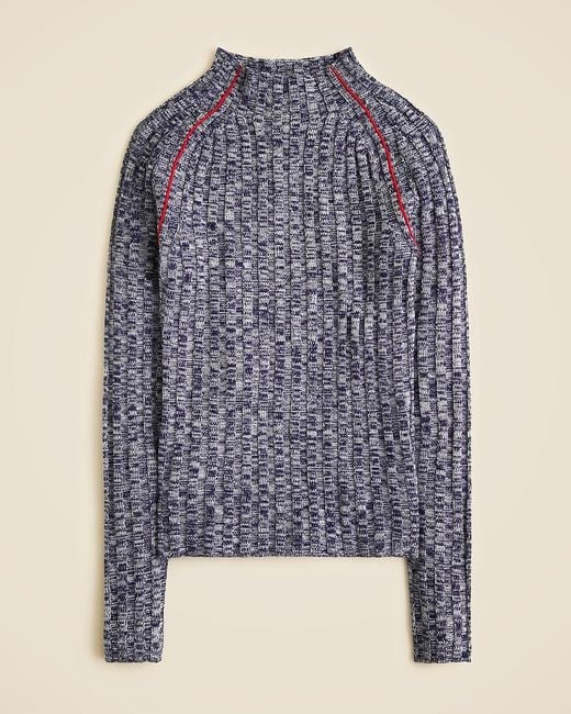J.Crew Blue Wide-Rib Mockneck Sweater