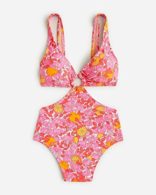 J.Crew Red O-Ring Cutout One-Piece Swimsuit