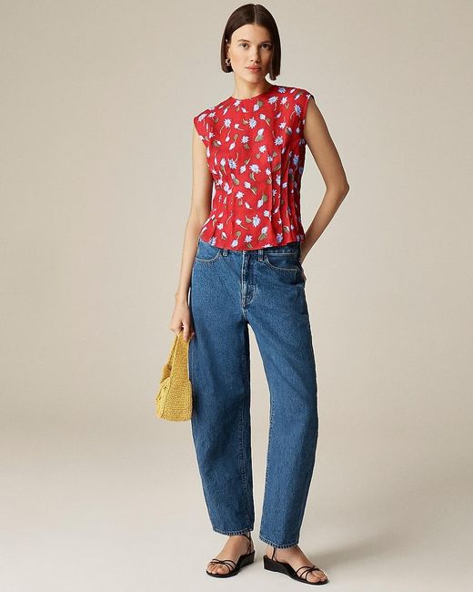 J.Crew Blue Pintuck Shell Top