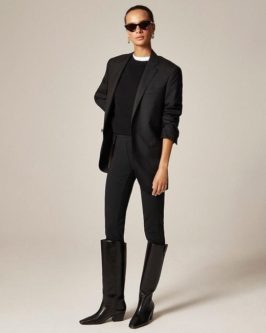 J.Crew Black New Piper Square-Toe Knee-High Boots