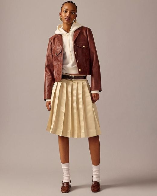 J.Crew Natural Pleated Midi Skirt
