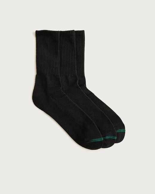 J.Crew Black Athletic Crew Socks With Coolmax Technology Three-Pack for men