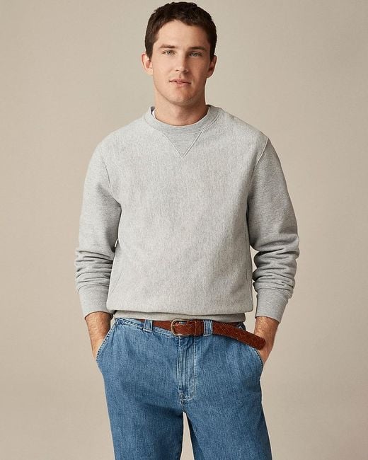 J.Crew Gray Heritage 14 Oz. Fleece Embroidered Oarsman Graphic Sweatshirt for men