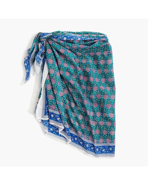 J.Crew Blue Sz Blockprints Sarong-scarf