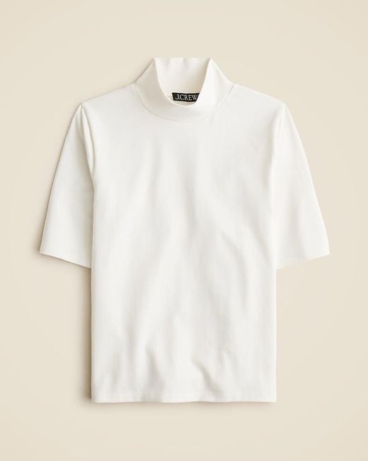 J.Crew Natural Stretch Cotton-Blend Mockneck Elbow-Sleeve T-Shirt