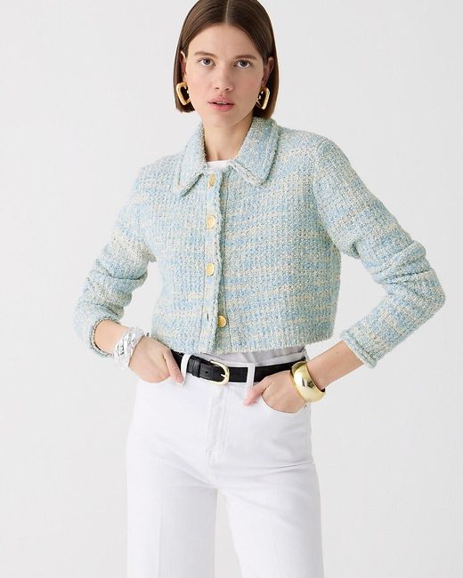 J.Crew Blue Textured Cropped Lady Jacket