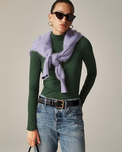 J.Crew Blue Pointelle Knit Turtleneck