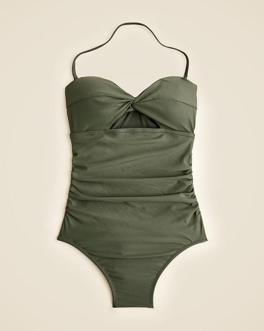 Women's Green Gemma Ruched Bandeau Cutout One-Piece