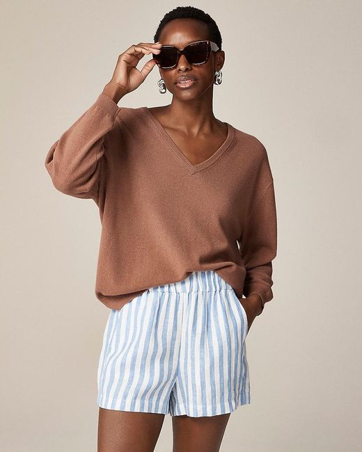 J.Crew Blue Cashmere Relaxed V-Neck Sweater