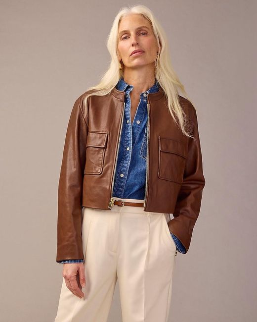 J.Crew Brown Collection Distressed Leather Jacket